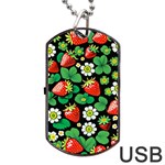 Strawberries Pattern Dog Tag USB Flash (One Side)