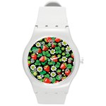 Strawberries Pattern Round Plastic Sport Watch (M)