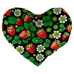 Strawberries Pattern Large 19  Premium Heart Shape Cushions from ArtsNow.com Front