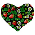 Strawberries Pattern Large 19  Premium Heart Shape Cushions