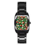 Strawberries Pattern Stainless Steel Barrel Watch