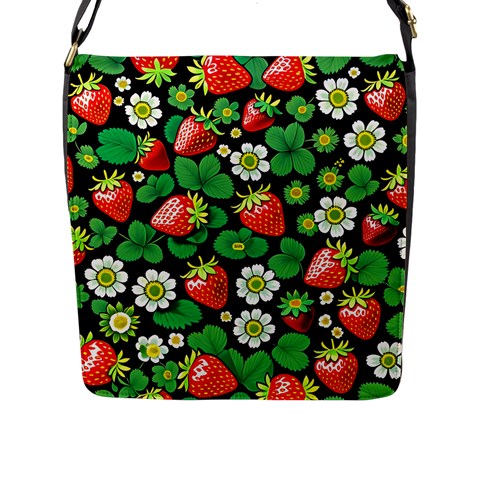 Strawberries Pattern Flap Closure Messenger Bag (L) from ArtsNow.com Front