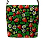 Strawberries Pattern Flap Closure Messenger Bag (L)