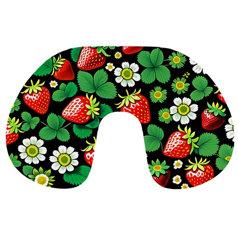 Strawberries Pattern Travel Neck Pillow from ArtsNow.com Front