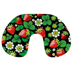 Strawberries Pattern Travel Neck Pillow from ArtsNow.com Back