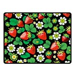 Strawberries Pattern Two Sides Fleece Blanket (Small)