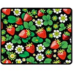 Strawberries Pattern Two Sides Fleece Blanket (Medium)