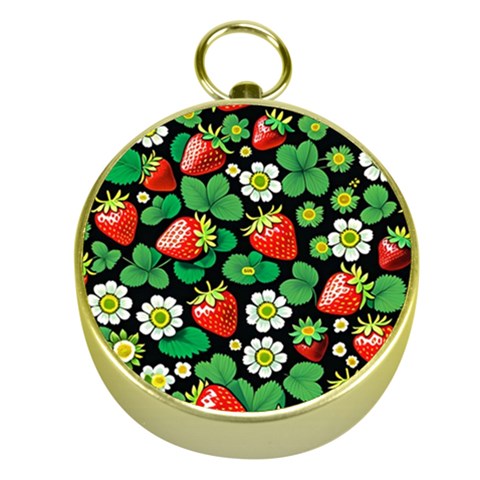 Strawberries Pattern Gold Compasses from ArtsNow.com Front