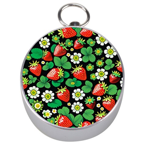 Strawberries Pattern Silver Compasses from ArtsNow.com Front