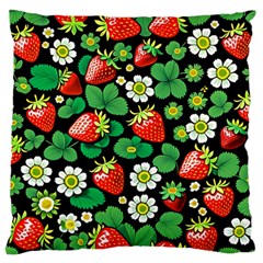 Strawberries Pattern Large Premium Plush Fleece Cushion Case (Two Sides) from ArtsNow.com Front