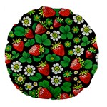 Strawberries Pattern Large 18  Premium Flano Round Cushions