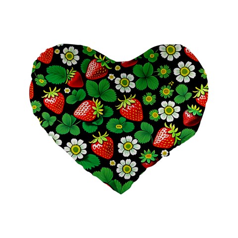 Strawberries Pattern Standard 16  Premium Flano Heart Shape Cushions from ArtsNow.com Front