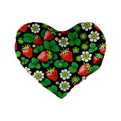 Strawberries Pattern Standard 16  Premium Flano Heart Shape Cushions from ArtsNow.com Front