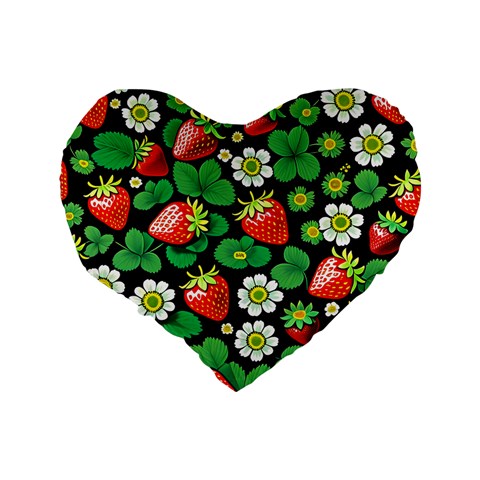 Strawberries Pattern Standard 16  Premium Flano Heart Shape Cushions from ArtsNow.com Back