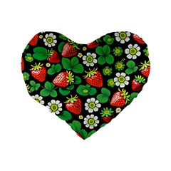 Strawberries Pattern Standard 16  Premium Flano Heart Shape Cushions from ArtsNow.com Back