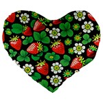 Strawberries Pattern Large 19  Premium Flano Heart Shape Cushions