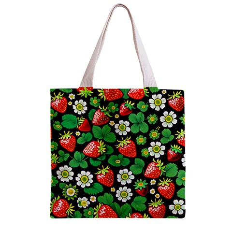 Strawberries Pattern Zipper Grocery Tote Bag from ArtsNow.com Front