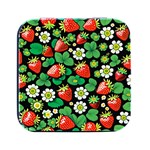 Strawberries Pattern Square Metal Box (Black)