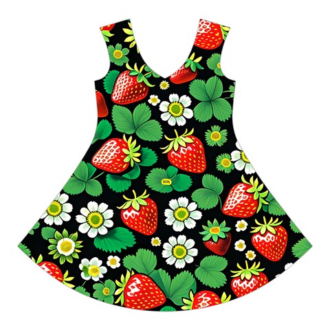 Strawberries Pattern Short Sleeve V Front