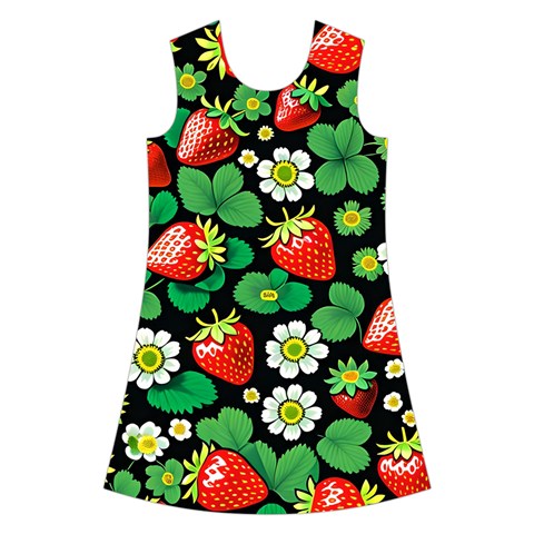 Strawberries Pattern Kids  Short Sleeve Velvet Dress from ArtsNow.com Front