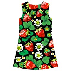 Strawberries Pattern Kids  Short Sleeve Velvet Dress from ArtsNow.com Back