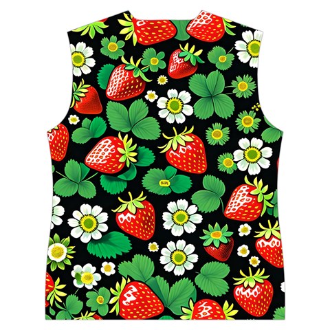 Strawberries Pattern Women s Button Up Vest from ArtsNow.com Back