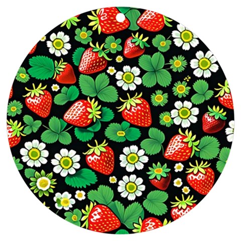 Strawberries Pattern UV Print Acrylic Ornament Round from ArtsNow.com Front