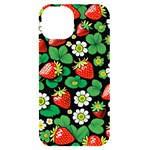 Strawberries Pattern iPhone 14 Black UV Print Case