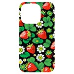 Strawberries Pattern iPhone 14 Pro Black UV Print Case