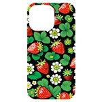 Strawberries Pattern iPhone 14 Pro Max Black UV Print Case