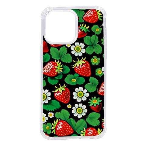 Strawberries Pattern iPhone 14 Pro Max TPU UV Print Case from ArtsNow.com Front