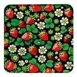 Strawberries Pattern Square Glass Fridge Magnet (4 pack)