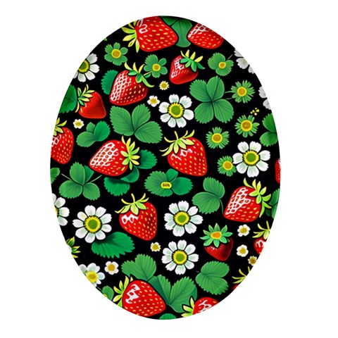 Strawberries Pattern Oval Glass Fridge Magnet (4 pack) from ArtsNow.com Front