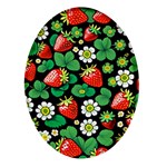 Strawberries Pattern Oval Glass Fridge Magnet (4 pack)