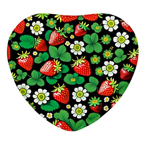 Strawberries Pattern Heart Glass Fridge Magnet (4 pack) from ArtsNow.com Front