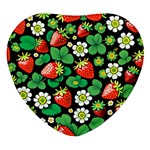 Strawberries Pattern Heart Glass Fridge Magnet (4 pack)