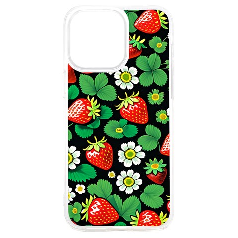 Strawberries Pattern iPhone 15 Plus TPU UV Print Case from ArtsNow.com Front