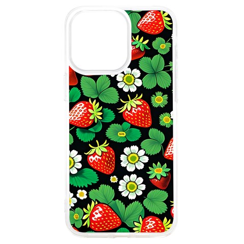 Strawberries Pattern iPhone 15 Pro Max TPU UV Print Case from ArtsNow.com Front