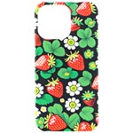 Strawberries Pattern iPhone 15 Pro Max Black UV Print PC Hardshell Case