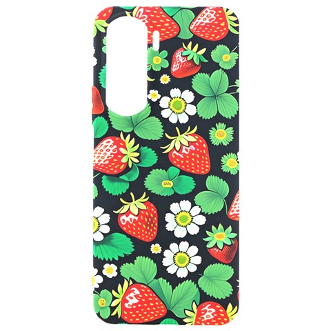 Strawberries Pattern Samsung Galaxy S24 Plus 6.7 Inch Black TPU UV Case from ArtsNow.com Front