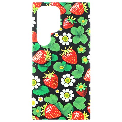 Strawberries Pattern Samsung Galaxy S24 Ultra 6.9 Inch Black TPU UV Case from ArtsNow.com Front