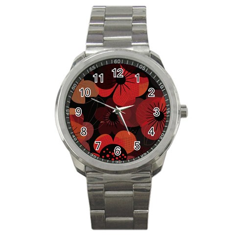 Flower Floral Flora Nature Pattern Background Backdrop Sport Metal Watch from ArtsNow.com Front