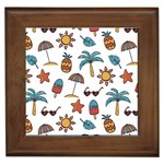 Summer Pineapple Fruit Tropical Framed Tile