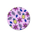 Flowers Petals Pineapples Fruit Rubber Coaster (Round)