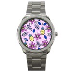 Flowers Petals Pineapples Fruit Sport Metal Watch