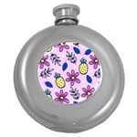 Flowers Petals Pineapples Fruit Round Hip Flask (5 oz)