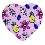 Flowers Petals Pineapples Fruit Heart Ornament (Two Sides)