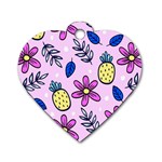 Flowers Petals Pineapples Fruit Dog Tag Heart (Two Sides)