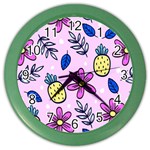 Flowers Petals Pineapples Fruit Color Wall Clock