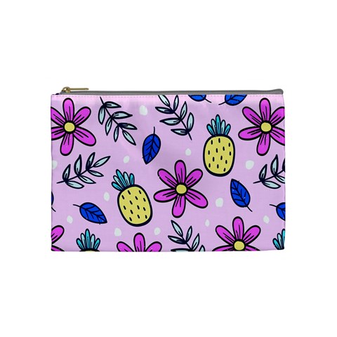 Flowers Petals Pineapples Fruit Cosmetic Bag (Medium) from ArtsNow.com Front